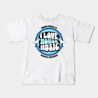 HOUSE MUSIC  - I Love Rainbow Circle (black/blue) Kids T-Shirt